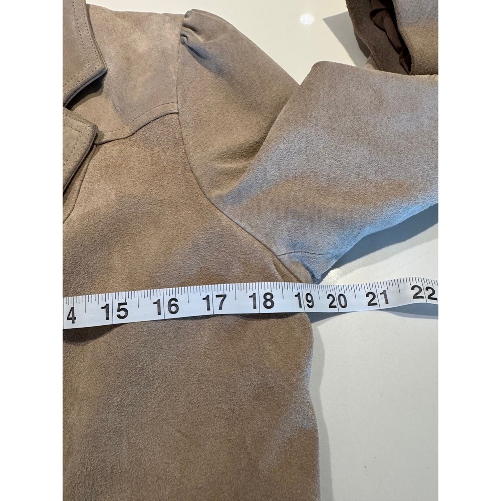 VTG Wilsons Leather Suede Lined Blazer M Camel Tan Puff‎ Sleeve Cowgirl Western - Picture 4 of 12